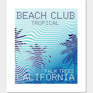 tropical California beach club palm trees Posters and Art